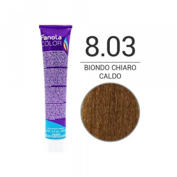 Colorazione in Crema 8.03 biondo chiaro caldo- FANOLA - 100ml