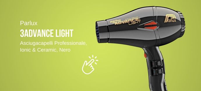 Parlux Advance Light Asciugacapelli Professionale, Ionic & Ceramic, Nero